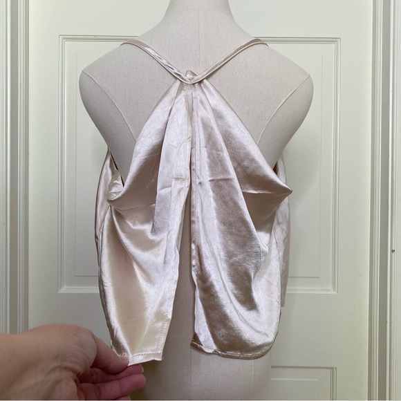 Lulu’s Satin Cowl Neck Cami Tank Top Beige Fly Open Back Hold Onto Love XL NWT - Picture 10 of 16